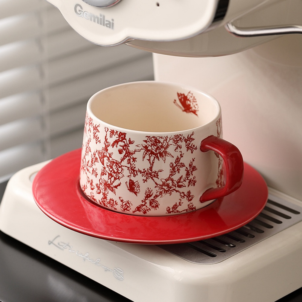 Espresso Cup Saucer - Tazza da caffè con motivo floreale